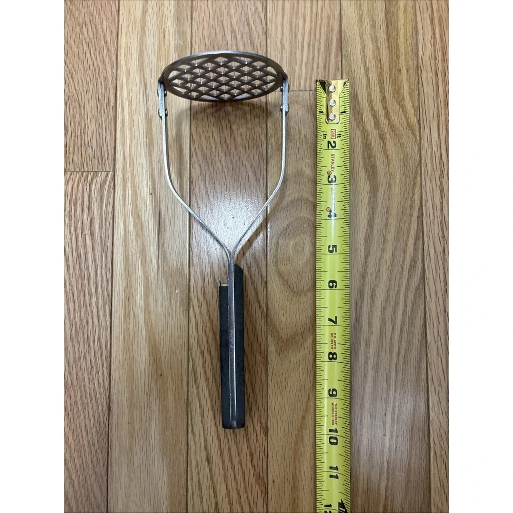 VTG 1950's Flint Arrowhead Stainless Vanadium USA Potato Masher‎ Black Handle